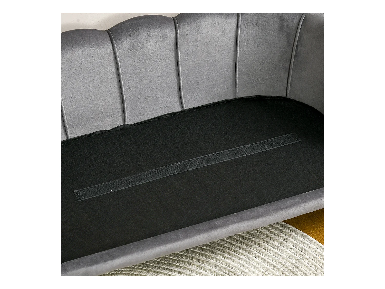 Canapé chien lit pour chien chat design contemporain coquillage dim. 98L x 60l x 35H cm coussin moelleux velours gris