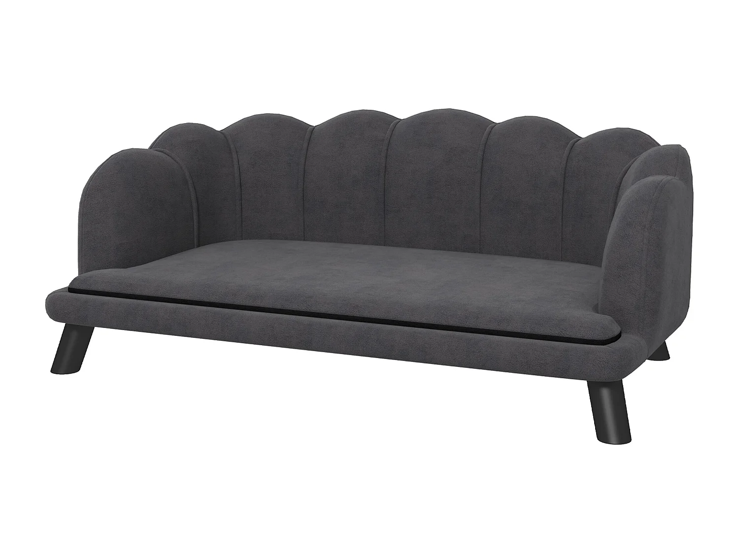 Canapé chien lit pour chien chat design contemporain coquillage dim. 98L x 60l x 35H cm coussin moelleux velours gris