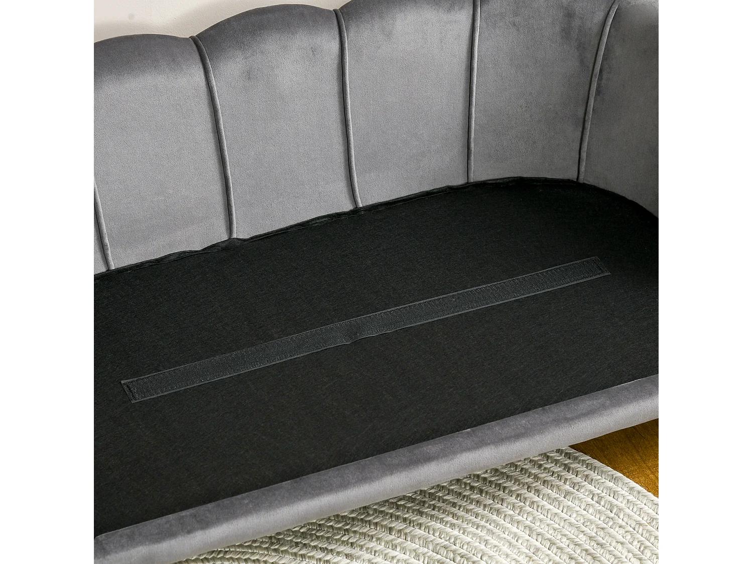 Canapé chien lit pour chien chat design contemporain coquillage dim. 98L x 60l x 35H cm coussin moelleux velours gris