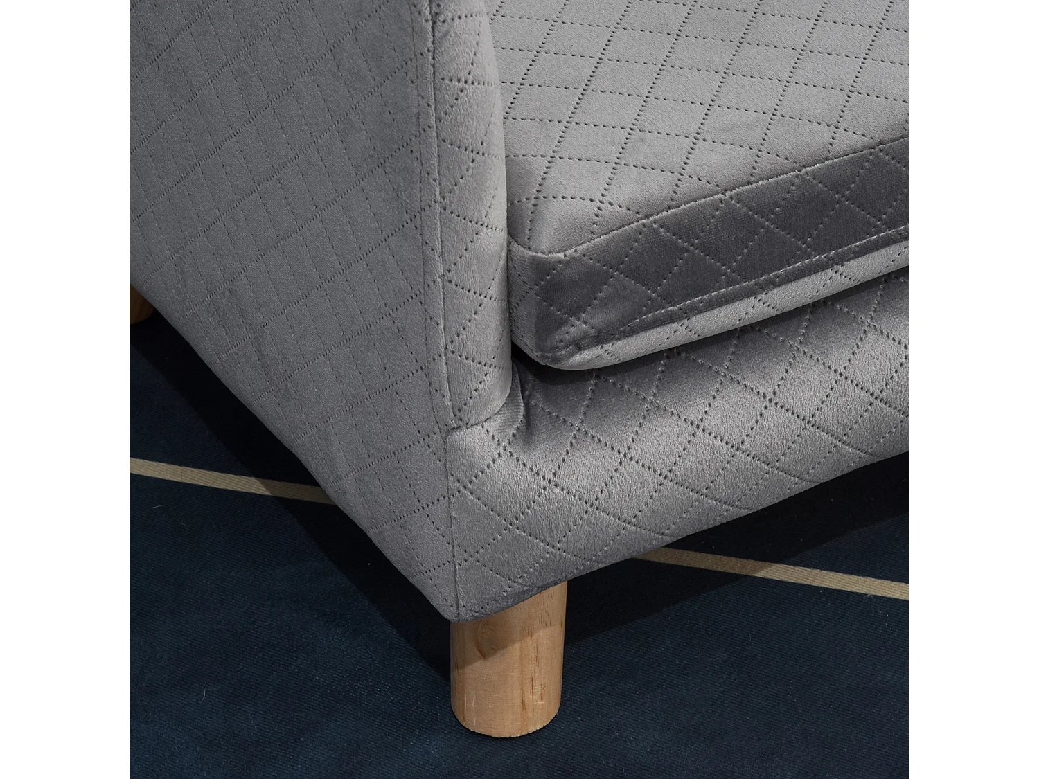 Canapé chien lit pour chien design scandinave coussin moelleux pieds bois massif dim. 64 x 45 x 36 cm velours gris