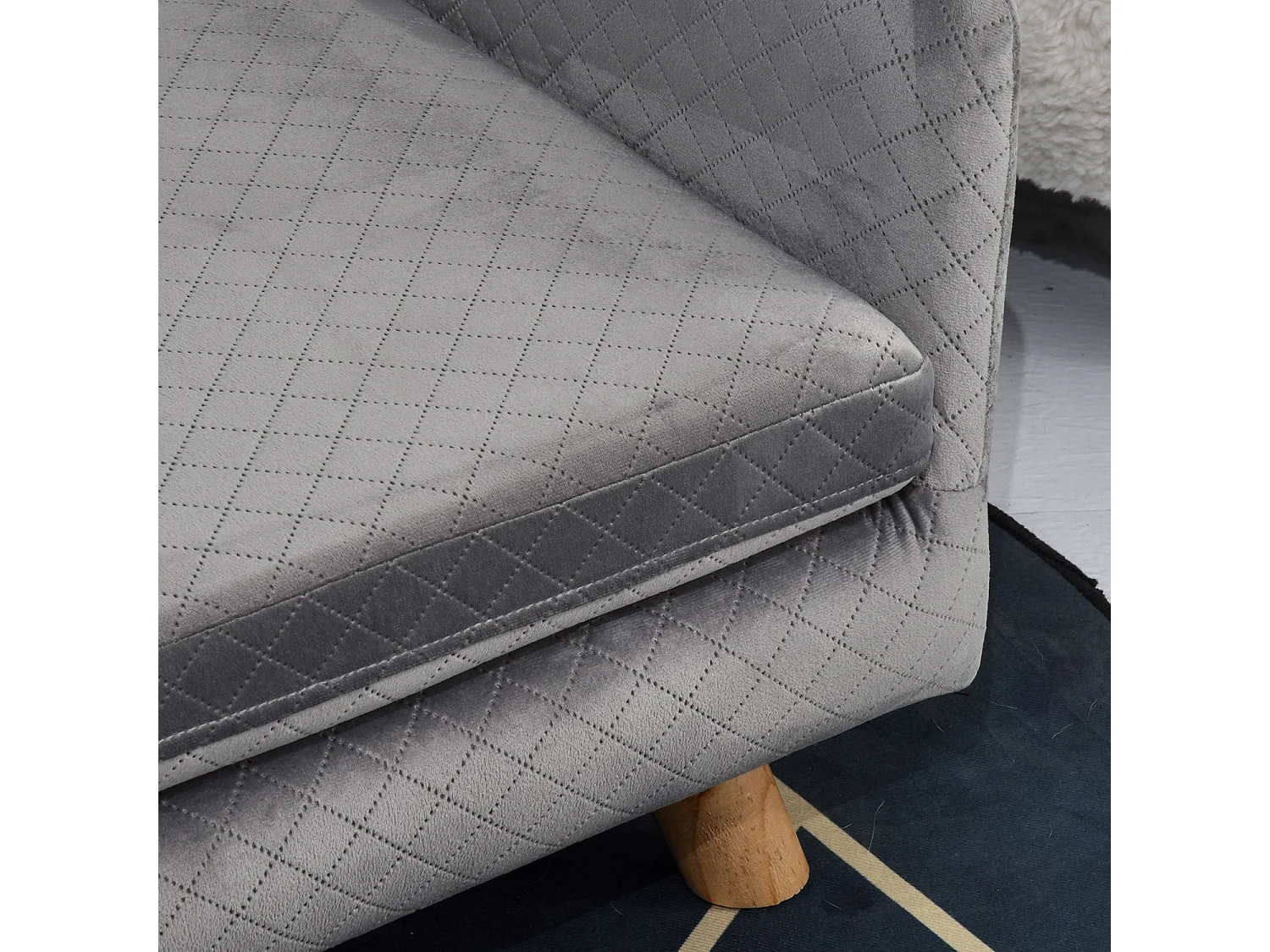 Canapé chien lit pour chien design scandinave coussin moelleux pieds bois massif dim. 64 x 45 x 36 cm velours gris