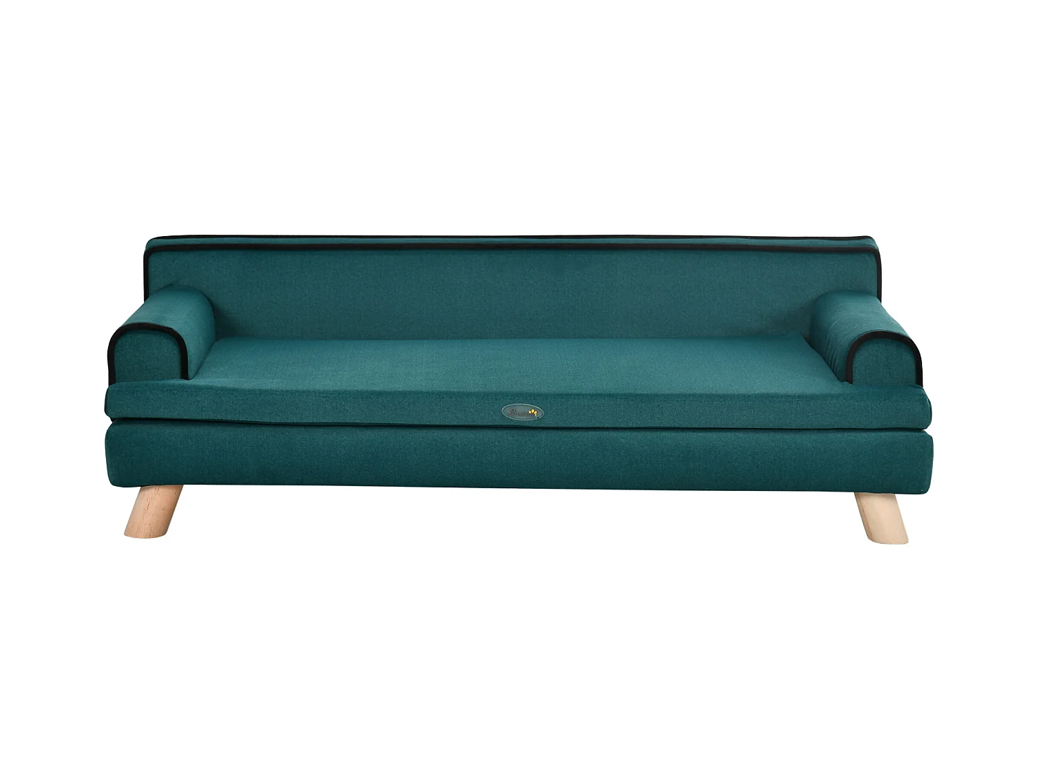 Canapé chien lit pour chien design scandinave coussin moelleux piètement bois dim. 100L x 62l x 32H cm polyester bleu canard