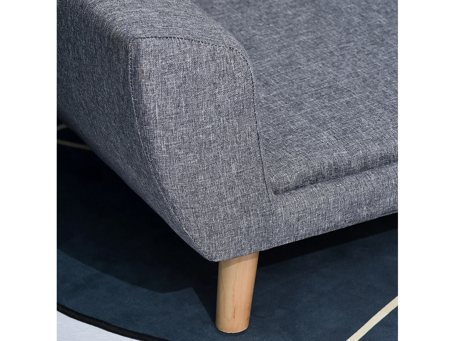 Canapé chien lit pour chien design scandinave coussin moelleux pieds bois massif dim. 87 x 61 x 36 cm polyester gris