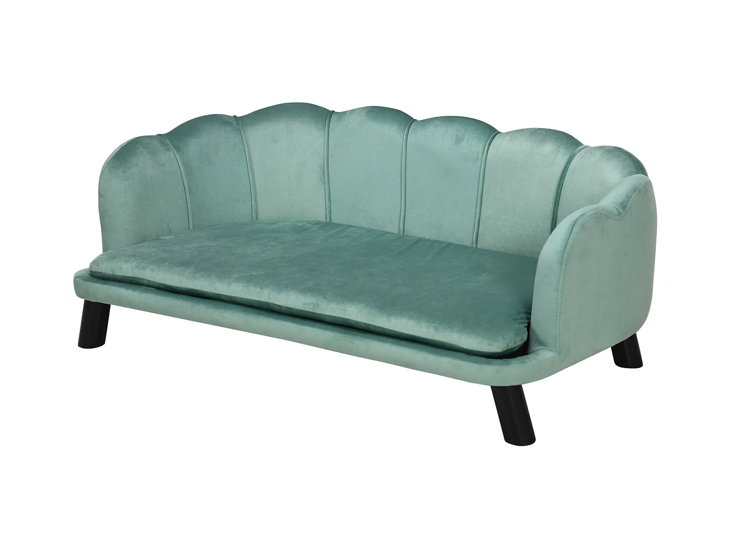 Canapé chien lit pour chien chat design contemporain coquillage dim. 98L x 60l x 35H cm coussin moelleux velours vert