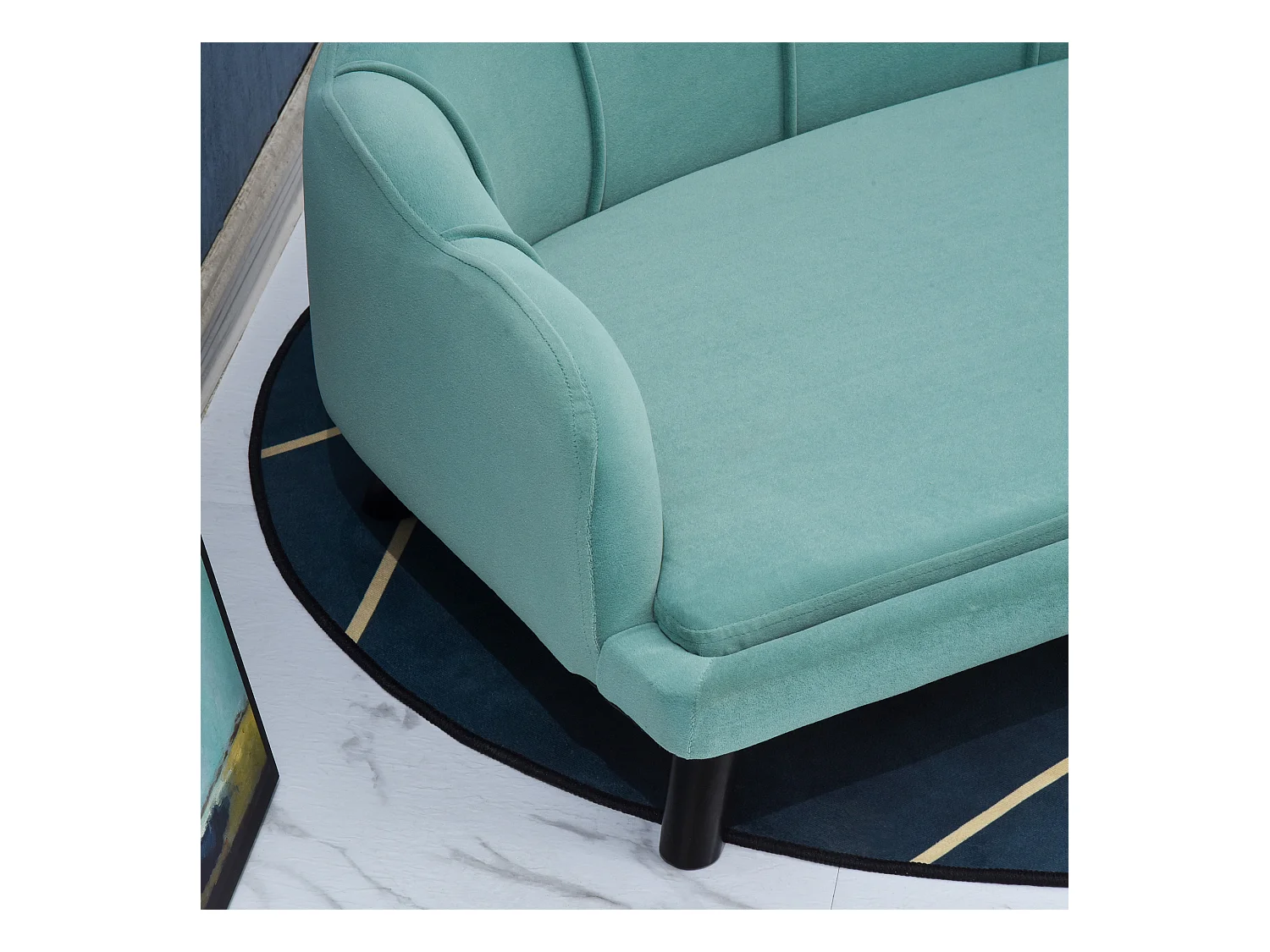 Canapé chien lit pour chien chat design contemporain coquillage dim. 98L x 60l x 35H cm coussin moelleux velours vert