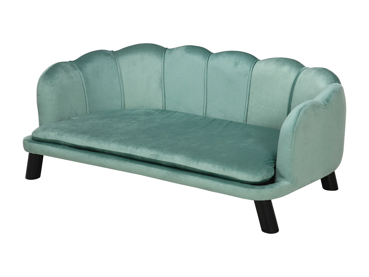 Canapé chien lit pour chien chat design contemporain coquillage dim. 98L x 60l x 35H cm coussin moelleux velours vert