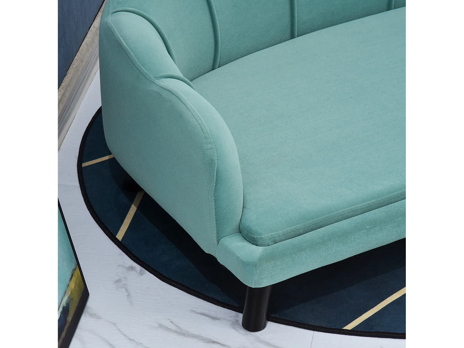 Canapé chien lit pour chien chat design contemporain coquillage dim. 98L x 60l x 35H cm coussin moelleux velours vert