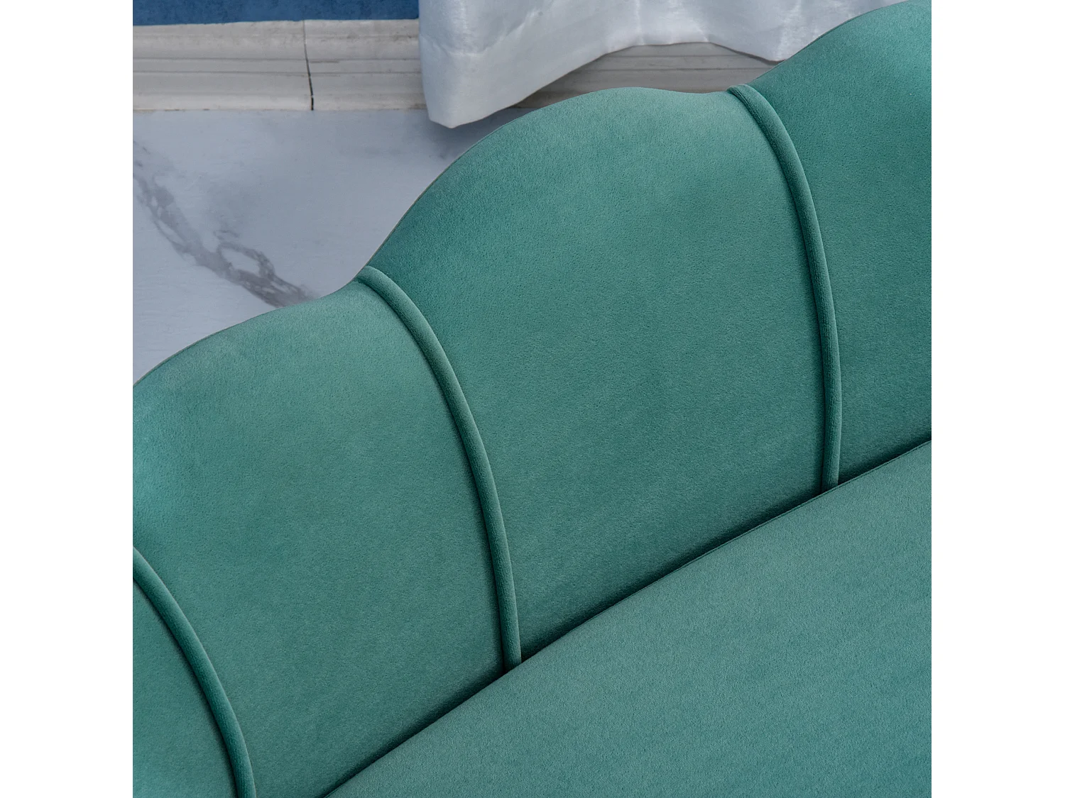 Canapé chien lit pour chien chat design contemporain coquillage dim. 98L x 60l x 35H cm coussin moelleux velours vert