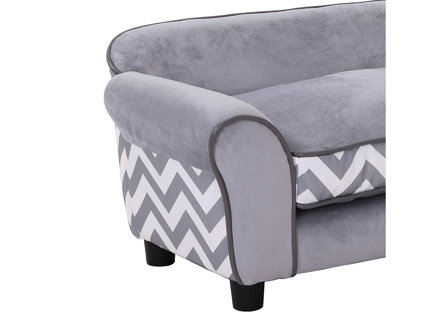Canapé chien chat sur pied style graphique contemporain coussin amovible lavable grand confort 74L x 41l x 33H cm gris blanc