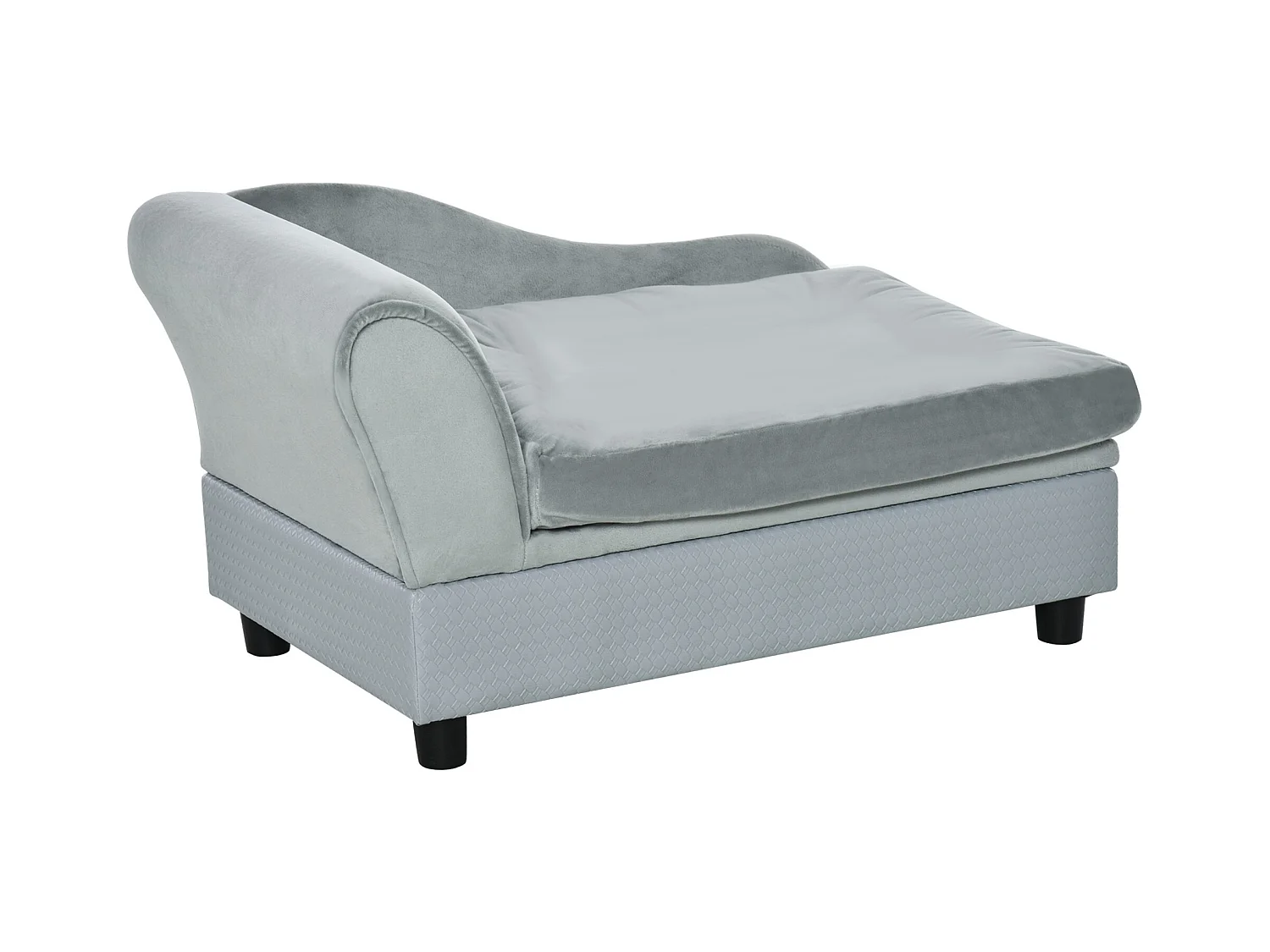 Canapé Chien Chat sur Pied avec Coffre de Rangement Style Moderne Coussin d'assise Amovible Grand Confort 76 x 45 x 41,5 cm Bleu