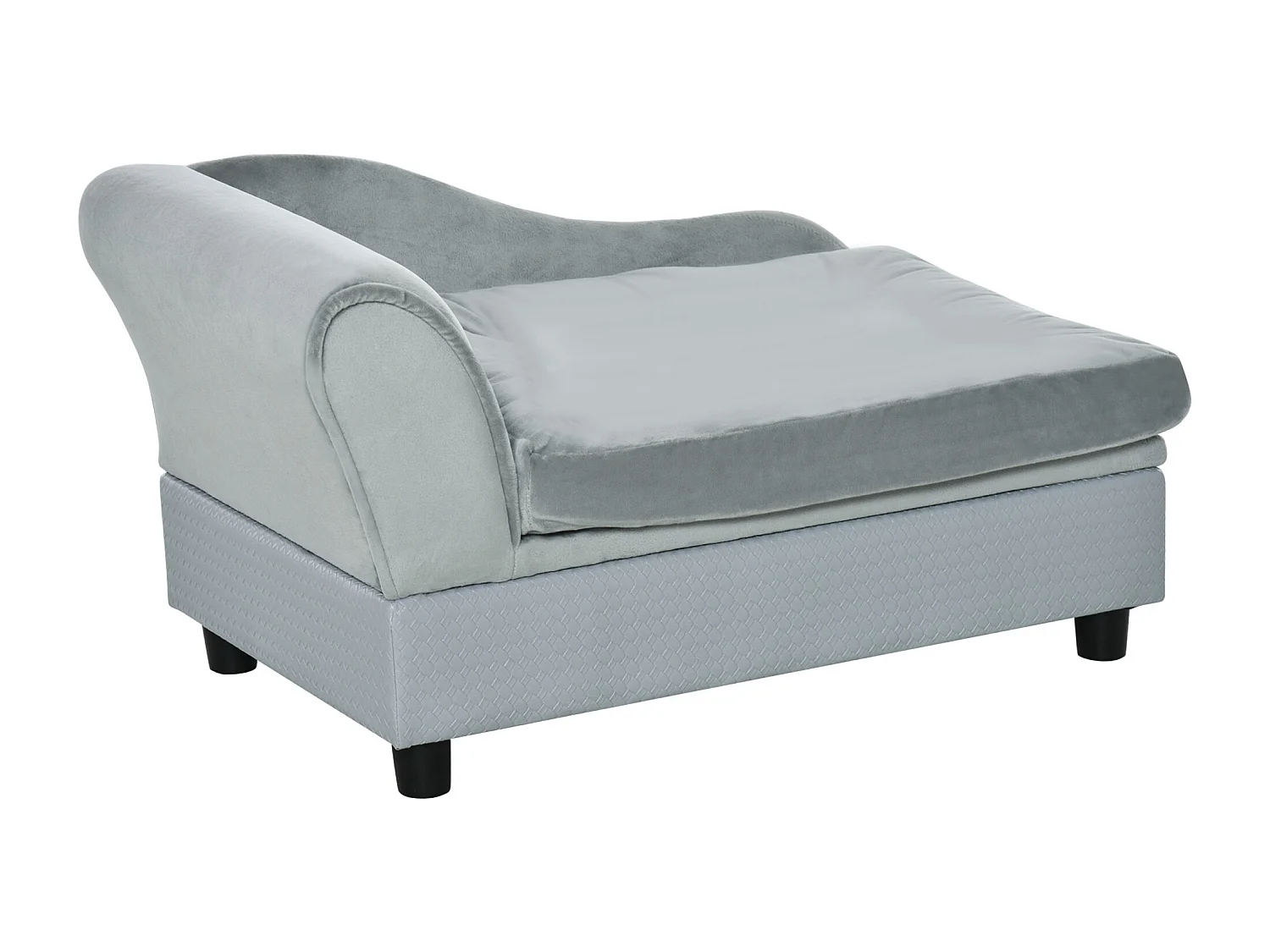 Canapé Chien Chat sur Pied avec Coffre de Rangement Style Moderne Coussin d'assise Amovible Grand Confort 76 x 45 x 41,5 cm Bleu