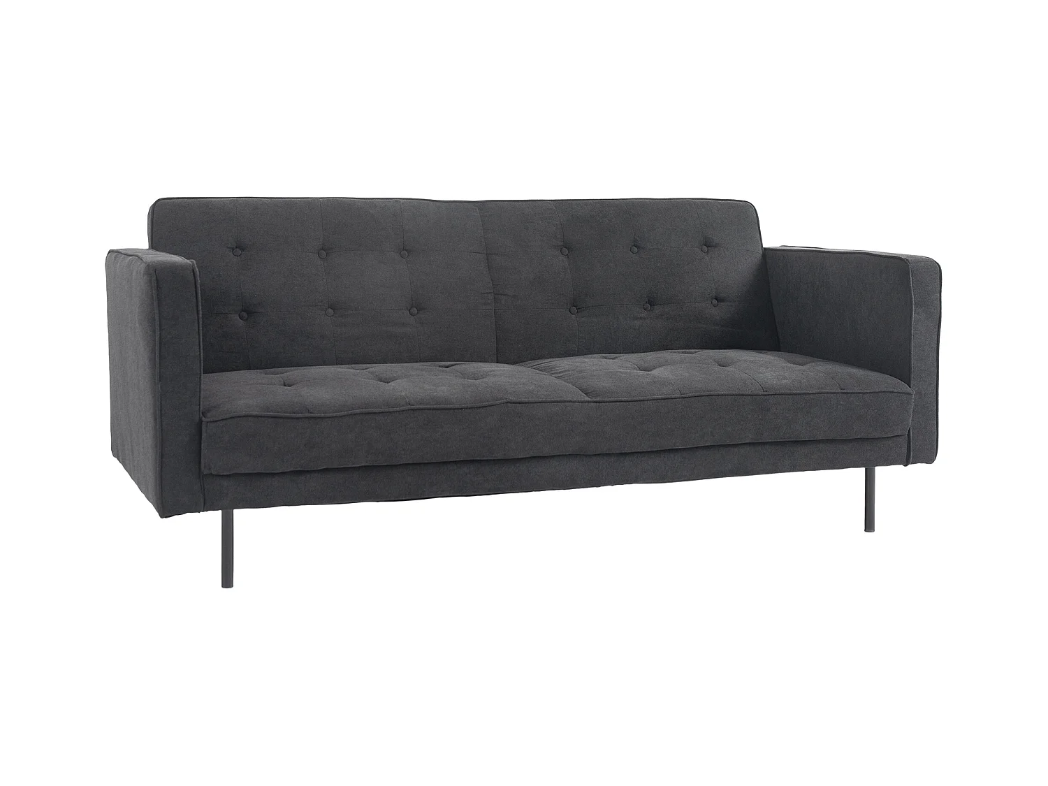 Canapé convertible 2 places style Chesterfield capitonné dossier inclinable 3 positions tissu gris foncé