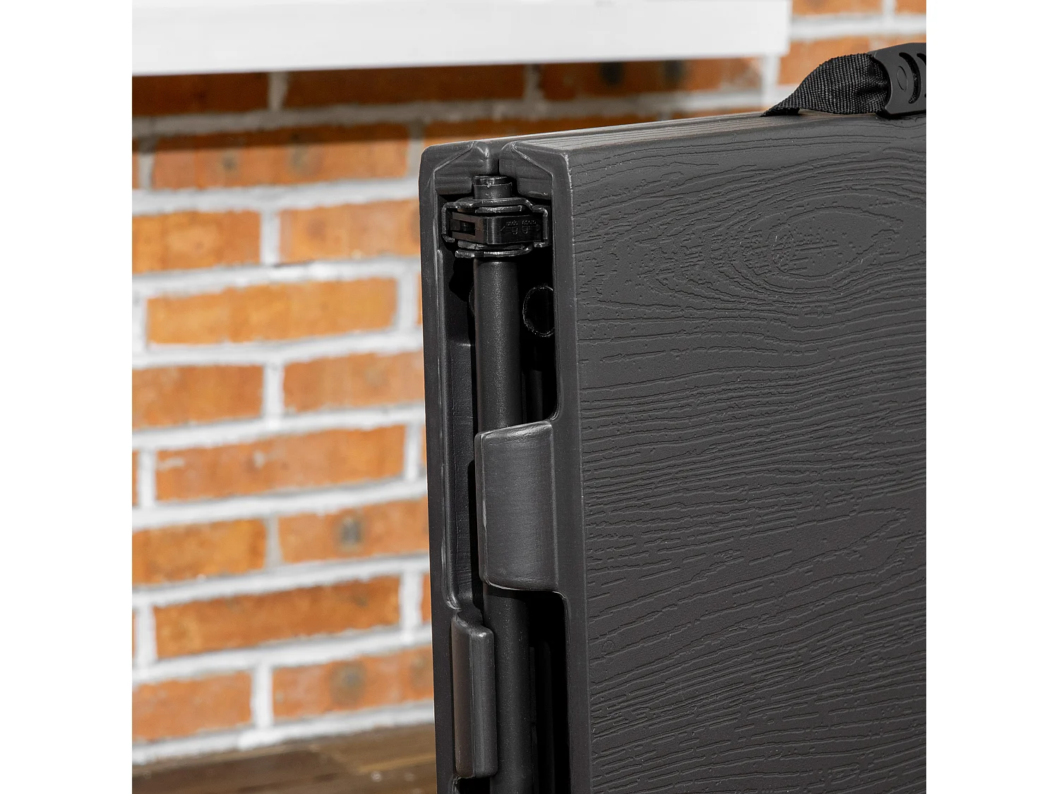 Table de jardin pliable 4 personnes table de camping pliable hauteur réglable acier époxy plateau HDPE aspect bois gris