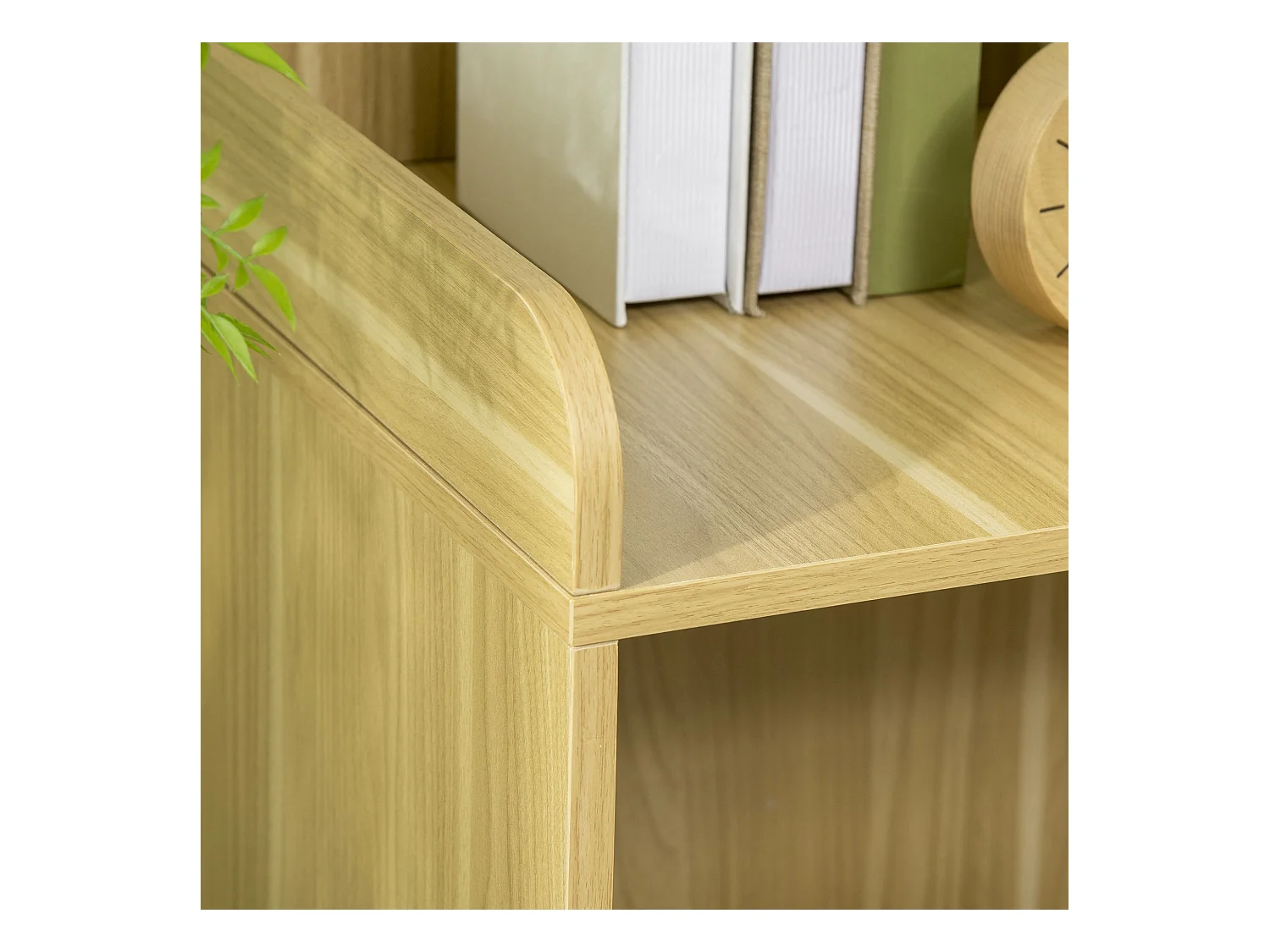 Maison de toilette chat - porte, niche avec coussin, plateau - panneaux aspect bois clair