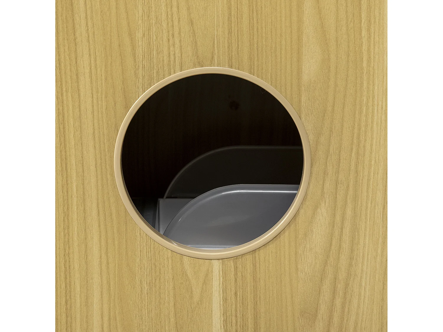 Maison de toilette chat - porte, niche avec coussin, plateau - panneaux aspect bois clair