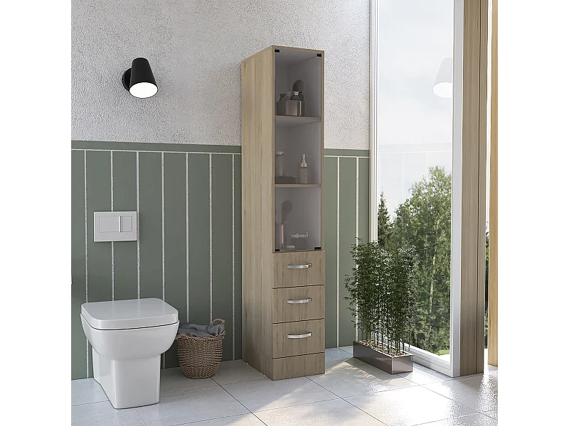 Mobile da bagno Vanguard, con quattro cassetti 17,56CM L X 30,4CM L X 173,45CM H Rovere / Bianco