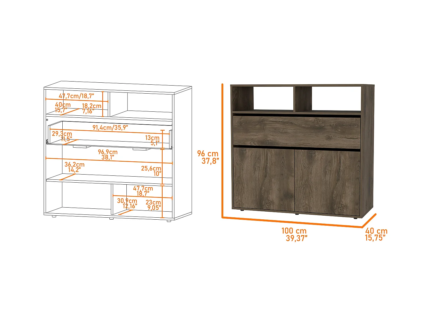 Galanto confortable 96 cm à x 40cm p x 100cm L Acorn