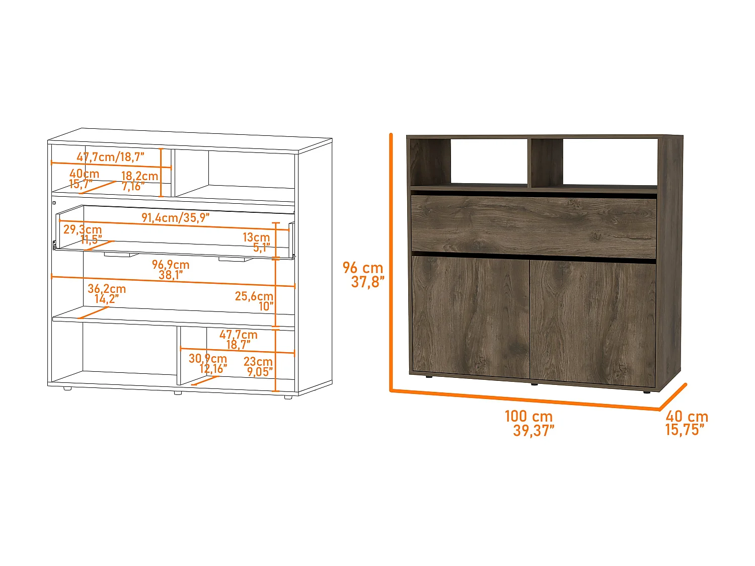 Galanto confortable 96 cm à x 40cm p x 100cm L Acorn