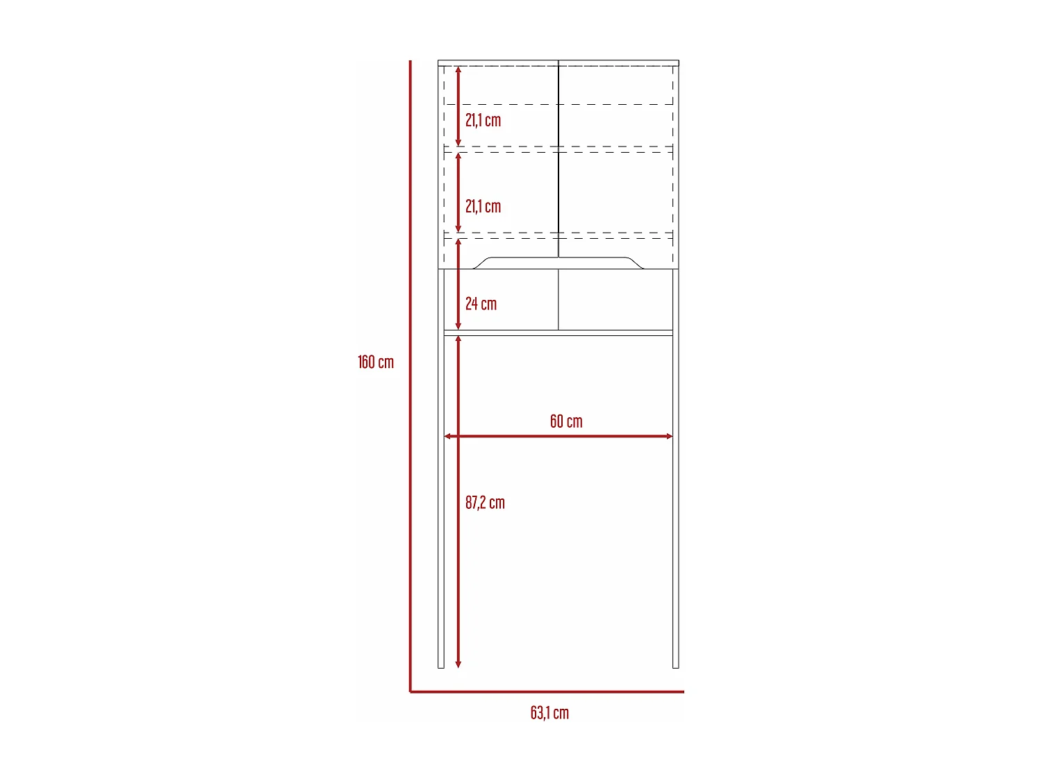 Estanteria de Baño Sobre Inodoro Laurent, con dos puertas  160 CM A X 63.1 CM An X 25 CM P. Plomo / Duna