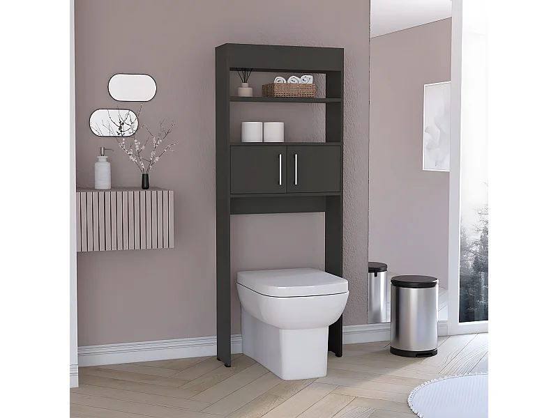 Estanteria de Baño Sobre Inodoro Madrid, con dos puertas y estantes 160CM A X 20.3CM AN X 62.4CM L Wengue