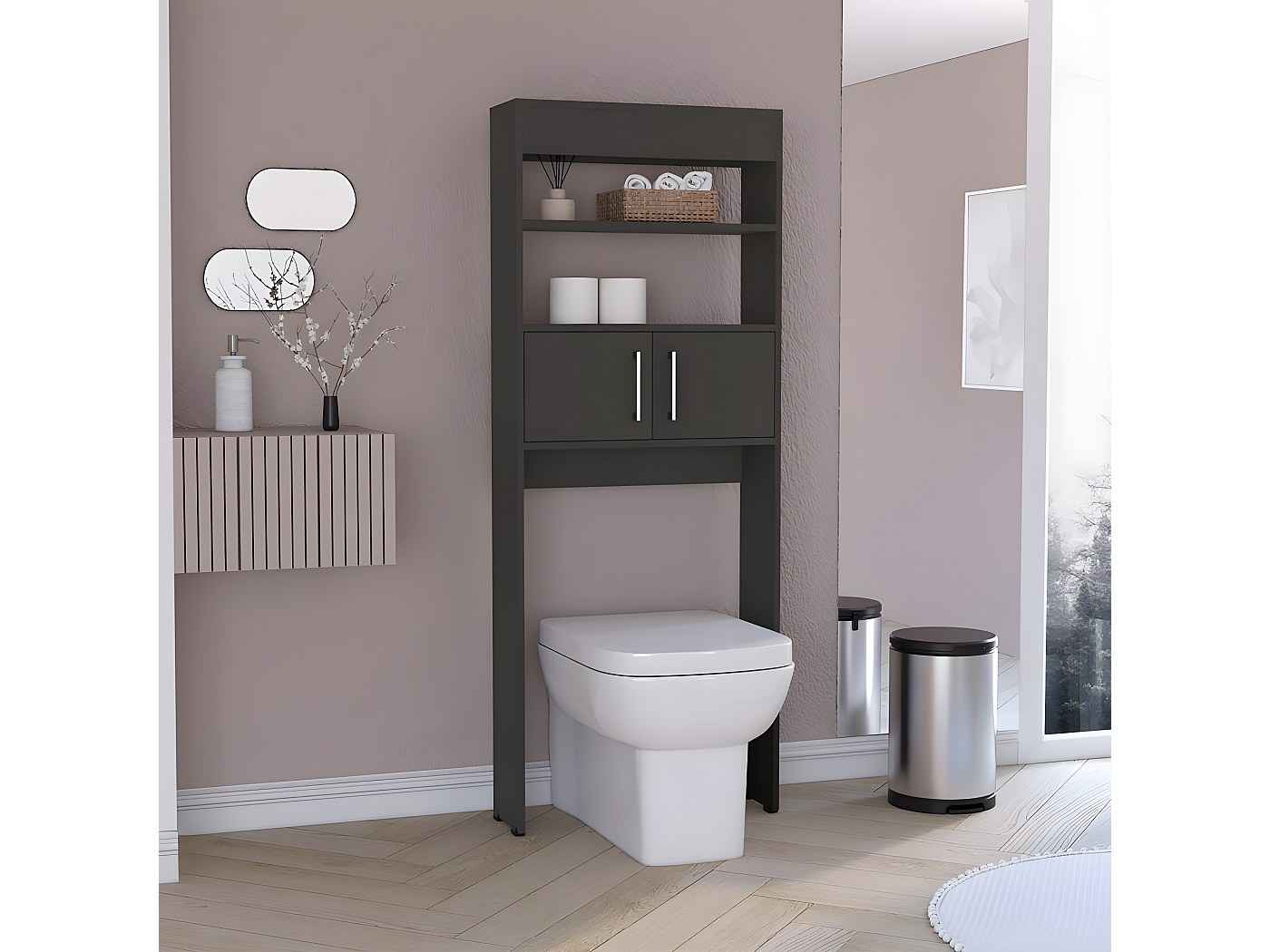 QEEIG Mensole galleggianti da parete per bagno, 40 cm, montaggio a parete, sopra il WC, decorazione per la casa, libreria, piccola, 40 x 17 cm, set da 2, marrone rustico (008-40BN