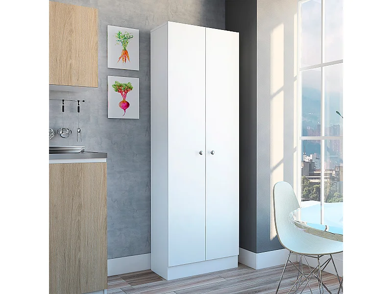 Armario Multifuncional Z 60, con dos puertas y estantes  180.3 CM A X 60 CM An X 30 CM P. Blanco