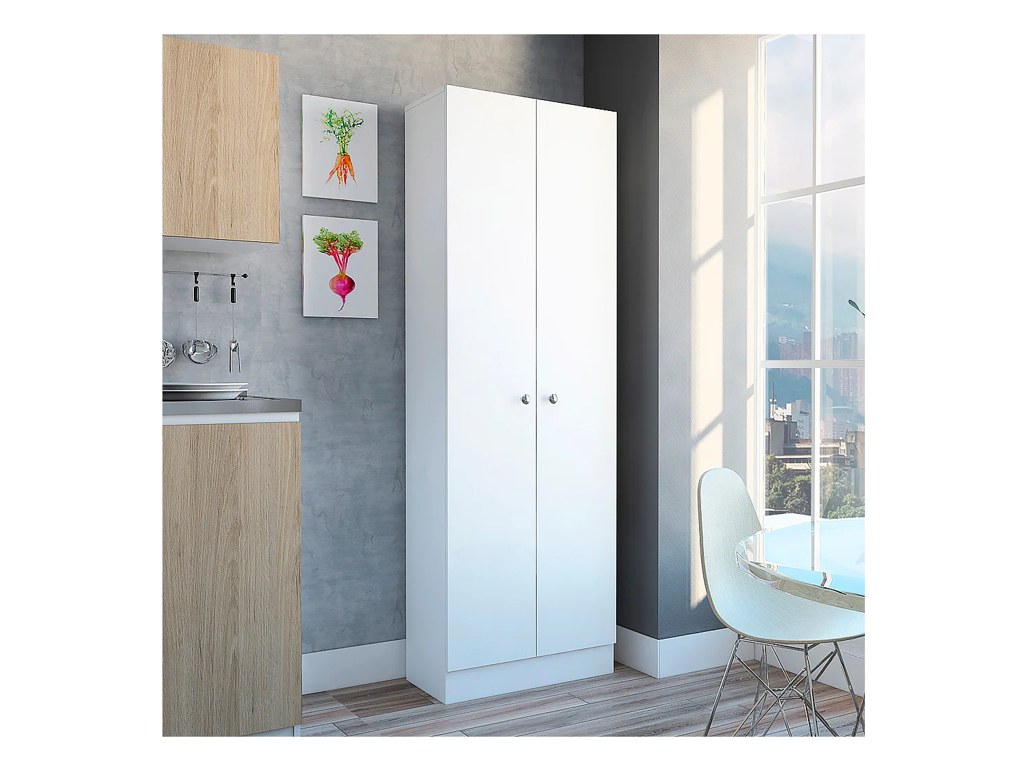 Armario Multifuncional Z 60, con dos puertas y estantes  180.3 CM A X 60 CM An X 30 CM P. Blanco