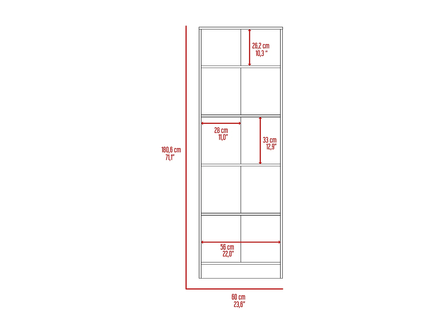Armadio multifunzionale Z 60, con due ante e ripiani 180,3CM L X 60CM L X 30CM P. Bianco