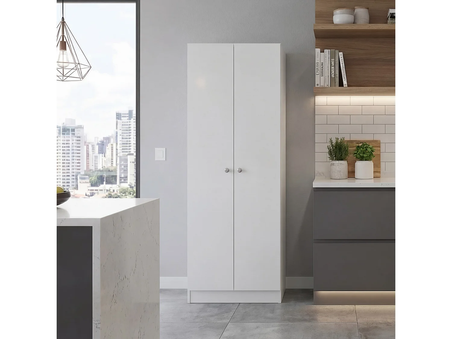 Armario multiusos de 181 cm, blanco