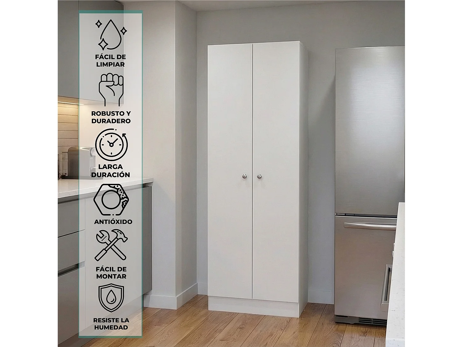 Armario multiusos de 181 cm, blanco