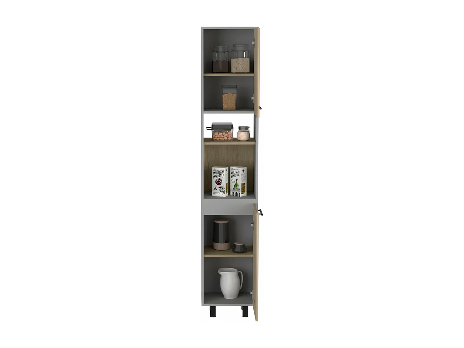 Dispensa alta da cucina Hasselt, con più ripiani 208,4 CM L X 13,75CM P X 15,75CM L Grigio / Rovere