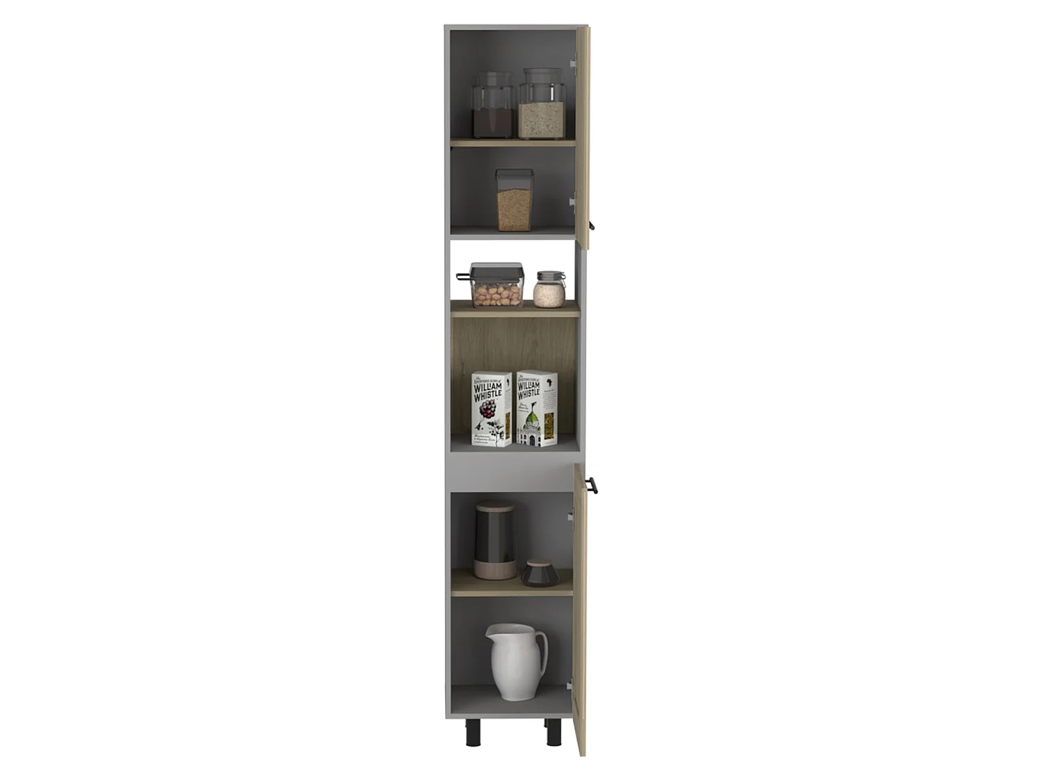 Dispensa alta da cucina Hasselt, con più ripiani 208,4 CM L X 13,75CM P X 15,75CM L Grigio / Rovere