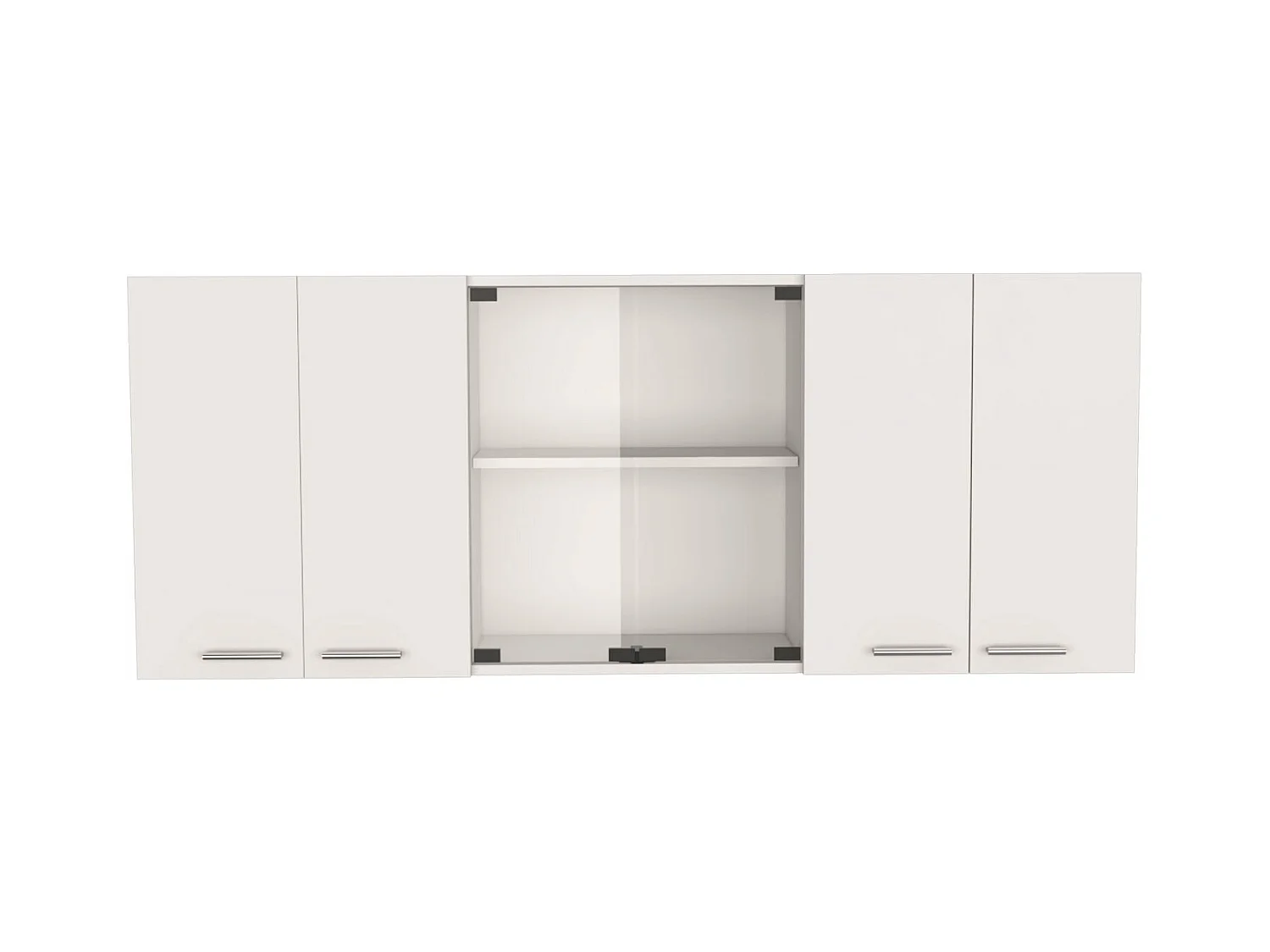 Meubles de cuisine hauts, avec porte en verre et étagères internes, 60 cm à x 31,5 cm P x 150 cm L, blanc.