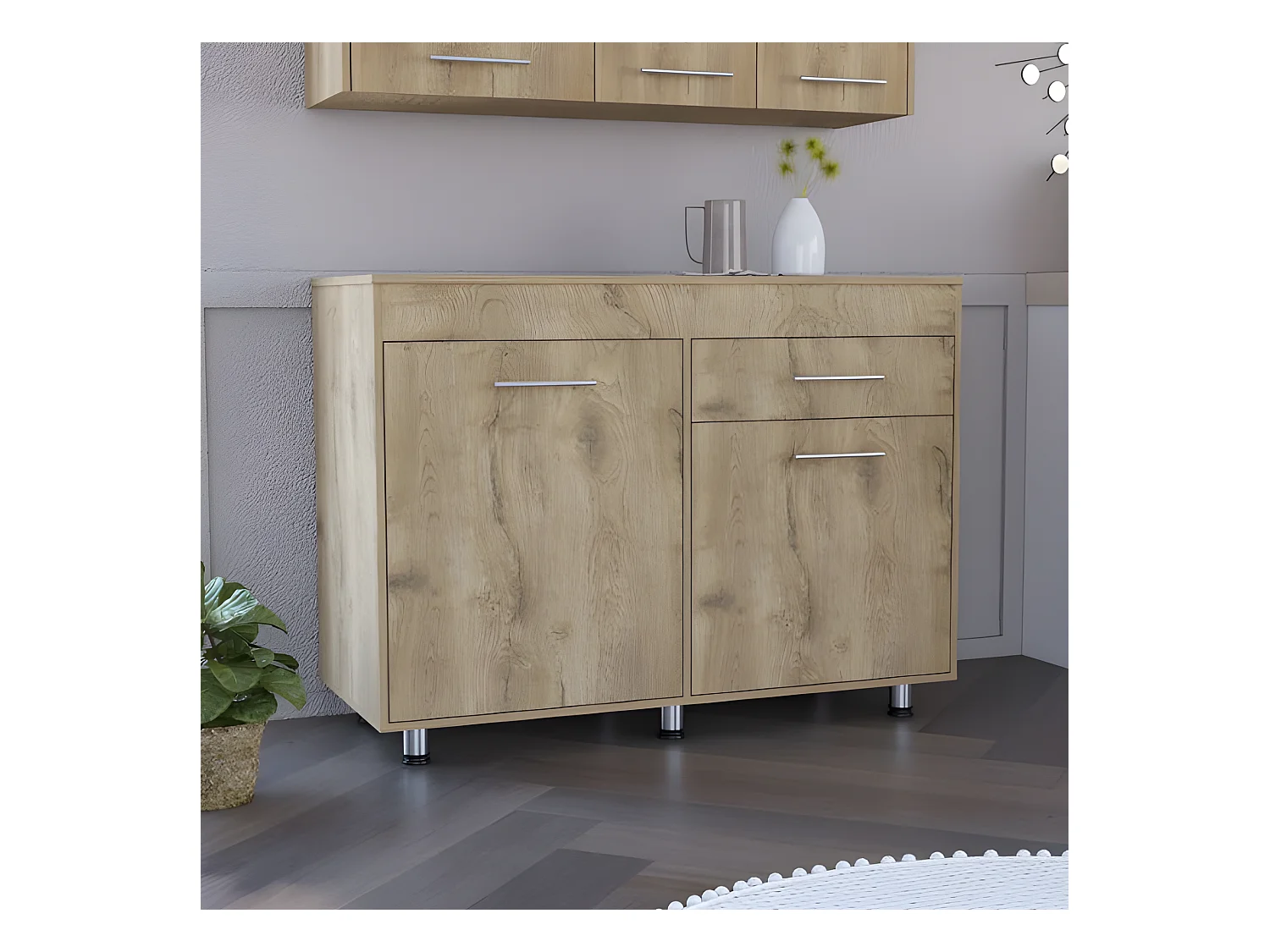 Base da cucina Orion, con cassetto 89,5CM L X 51,6CM P X 120,3CM L Bianco / Macadamia