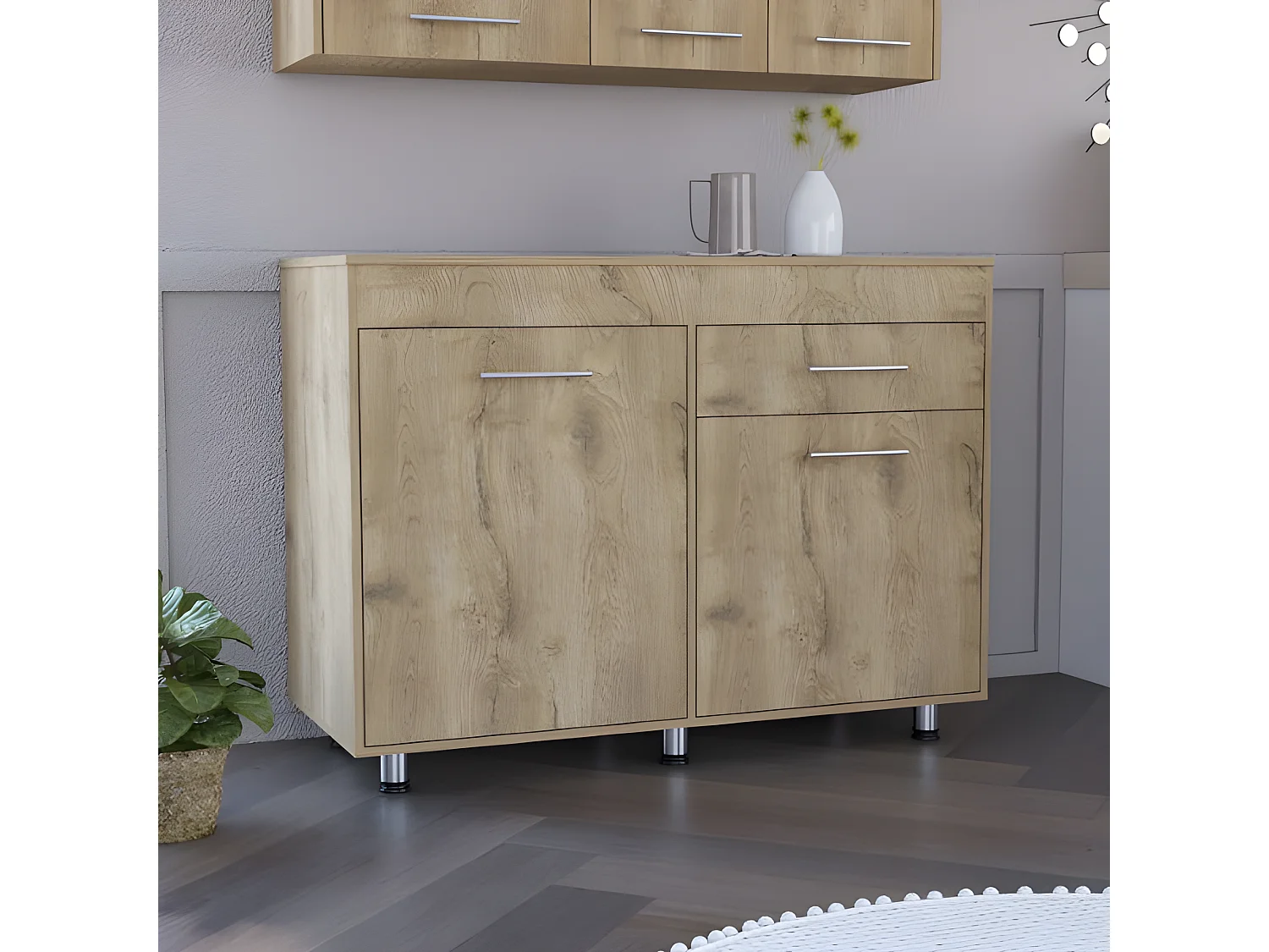 Base da cucina Orion, con cassetto 89,5CM L X 51,6CM P X 120,3CM L Bianco / Macadamia