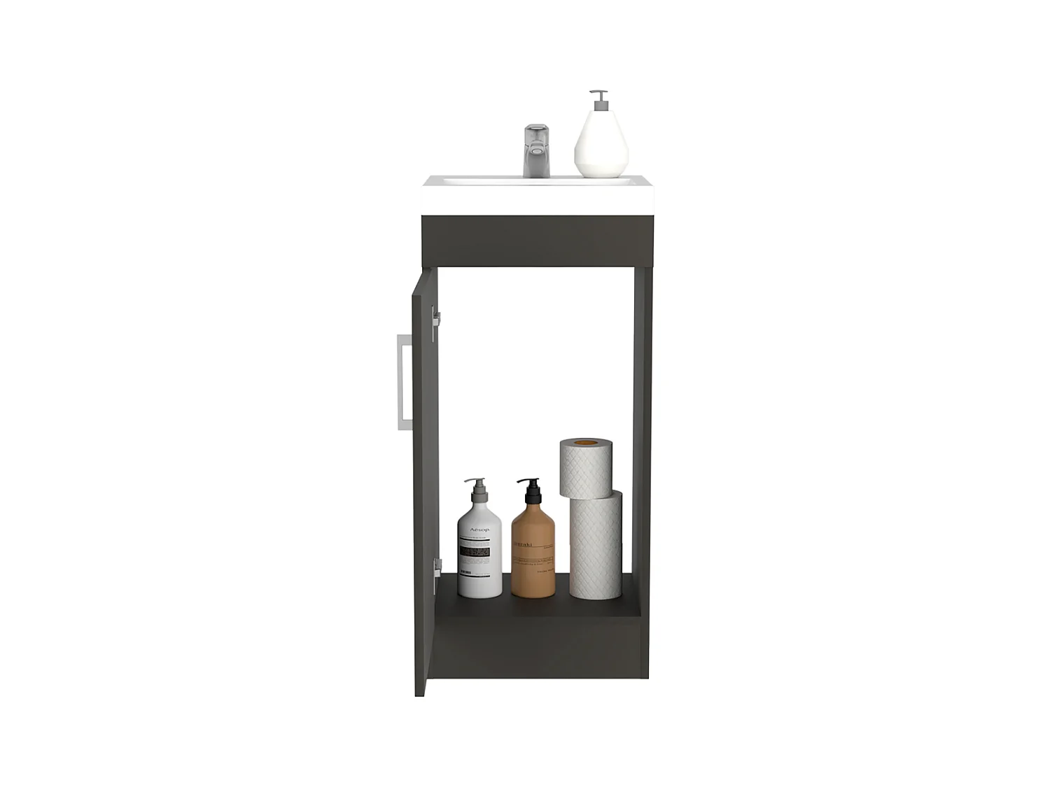 Mobile bagno con lavabo Madrid, con mobile contenitore 83CM L X 33CM P X 40CM L Nero
