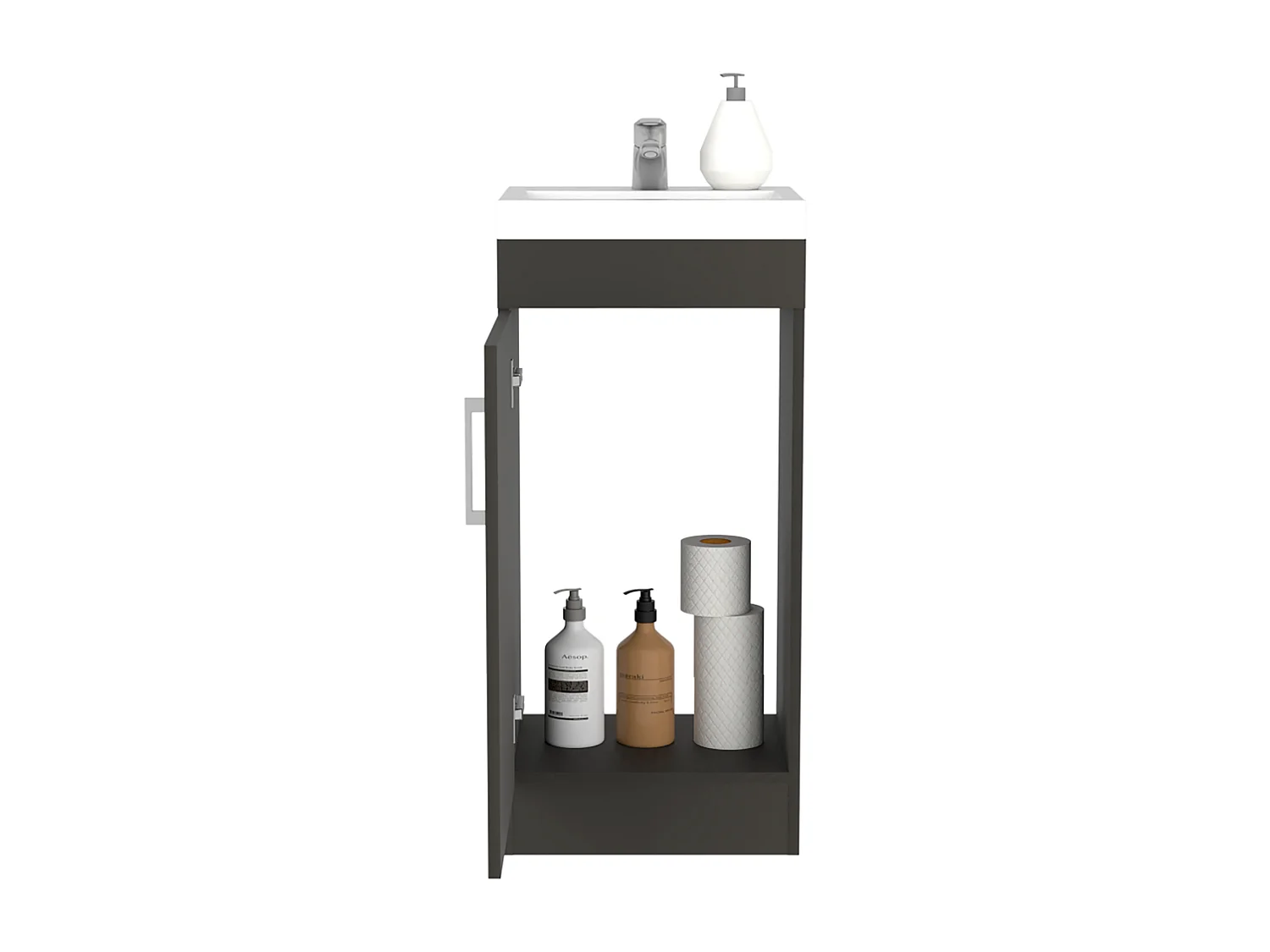 Mobile bagno con lavabo Madrid, con mobile contenitore 83CM L X 33CM P X 40CM L Nero
