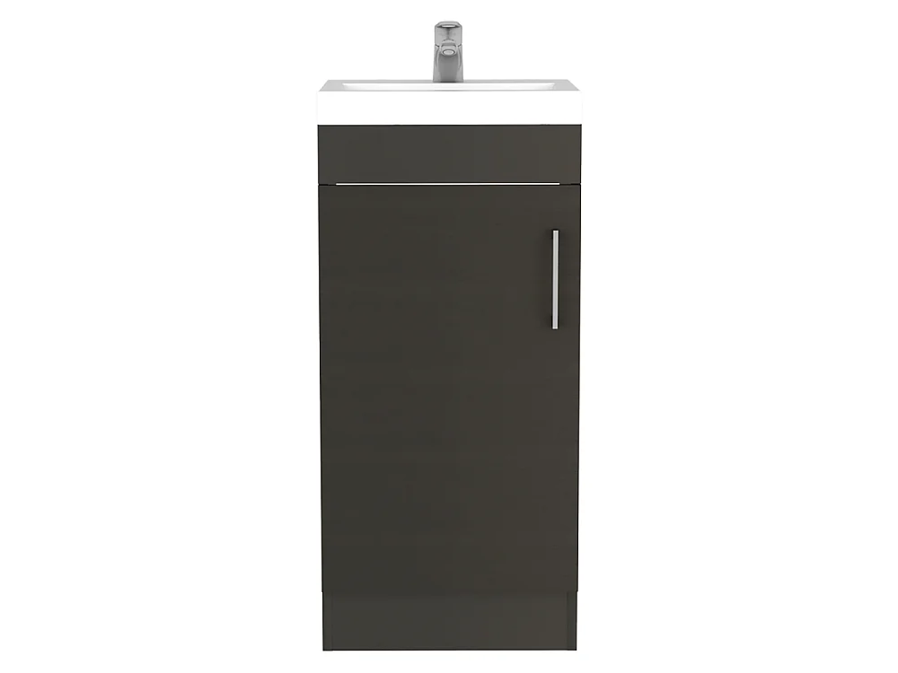 Mueble de baño Madrid de 40 cm con lavabo, grifo y 1 puerta, wengué