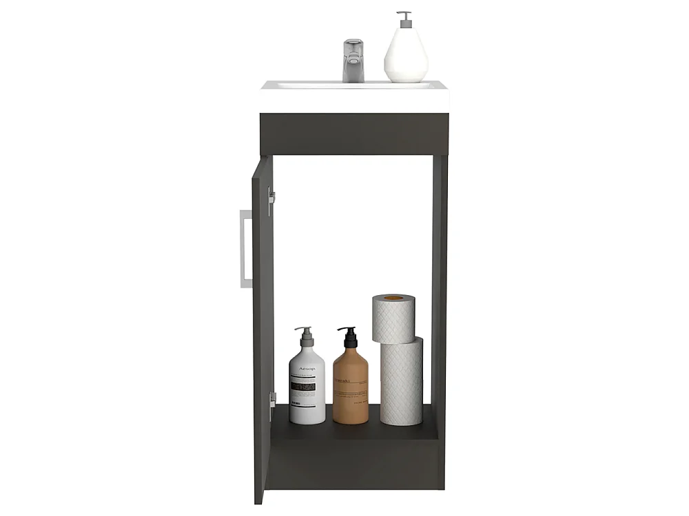 Mueble de baño Madrid de 40 cm con lavabo, grifo y 1 puerta, wengué
