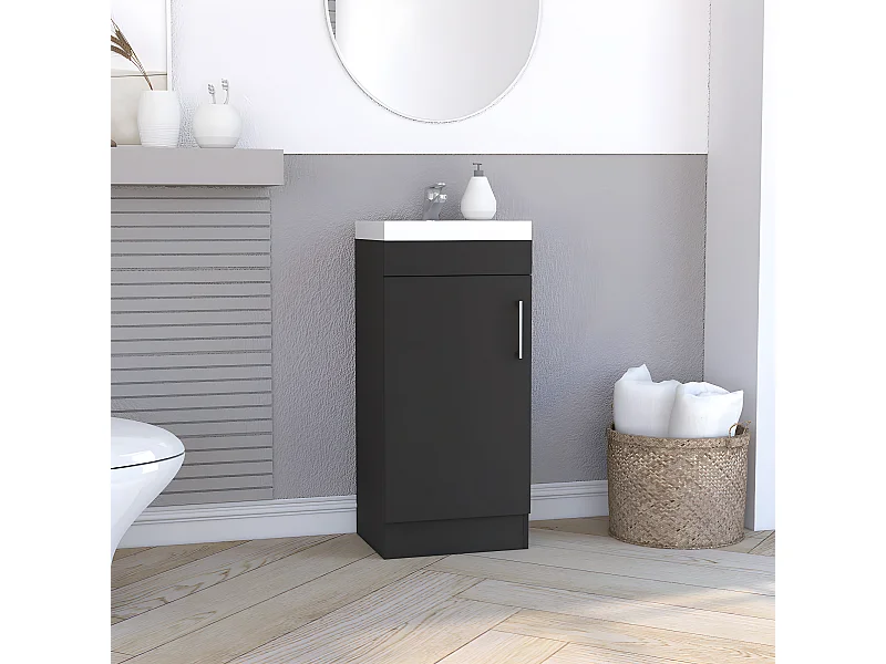 Mobile bagno con lavabo Madrid, con mobile contenitore 83CM L X 33CM P X 40CM L Nero