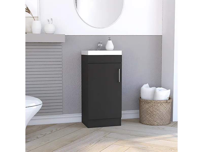 Mobile bagno con lavabo Madrid, con mobile contenitore 83CM L X 33CM P X 40CM L Nero