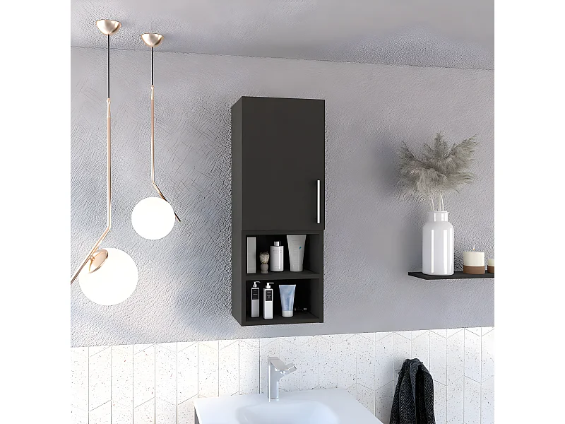 Mobile da bagno a parete Madrid, con ripiani 80CM L X 25CM P X 30CM L Nero
