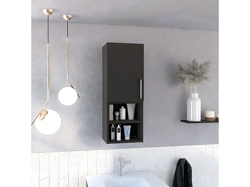 Armario de Baño de Pared Madrid, con estantes 80CM A X 25CM P X 30CM L Wengue