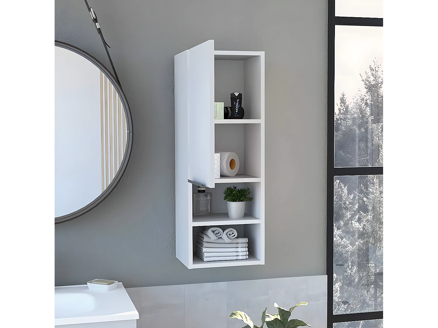 Pensile bagno Mila, con ripiani 30CM L X 25,5CM P X 81CM L X 81CM L Bianco