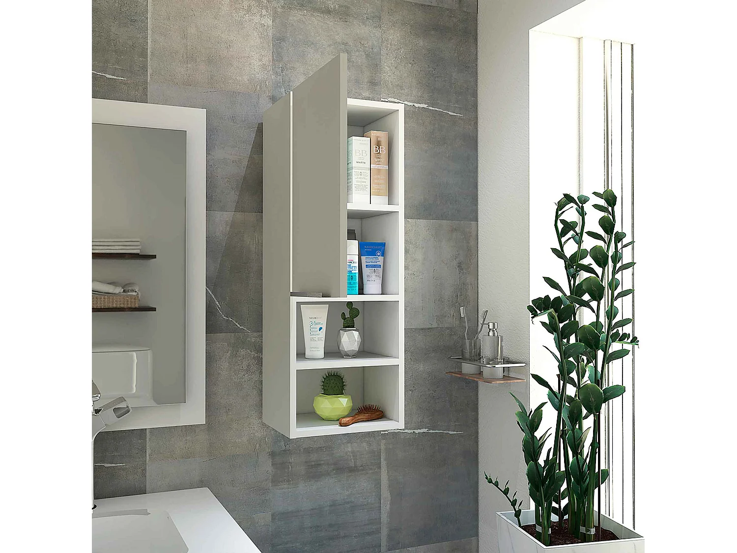 TUHOME CONCEPT Coluna de casa de banho Mila de 30 cm, branco
