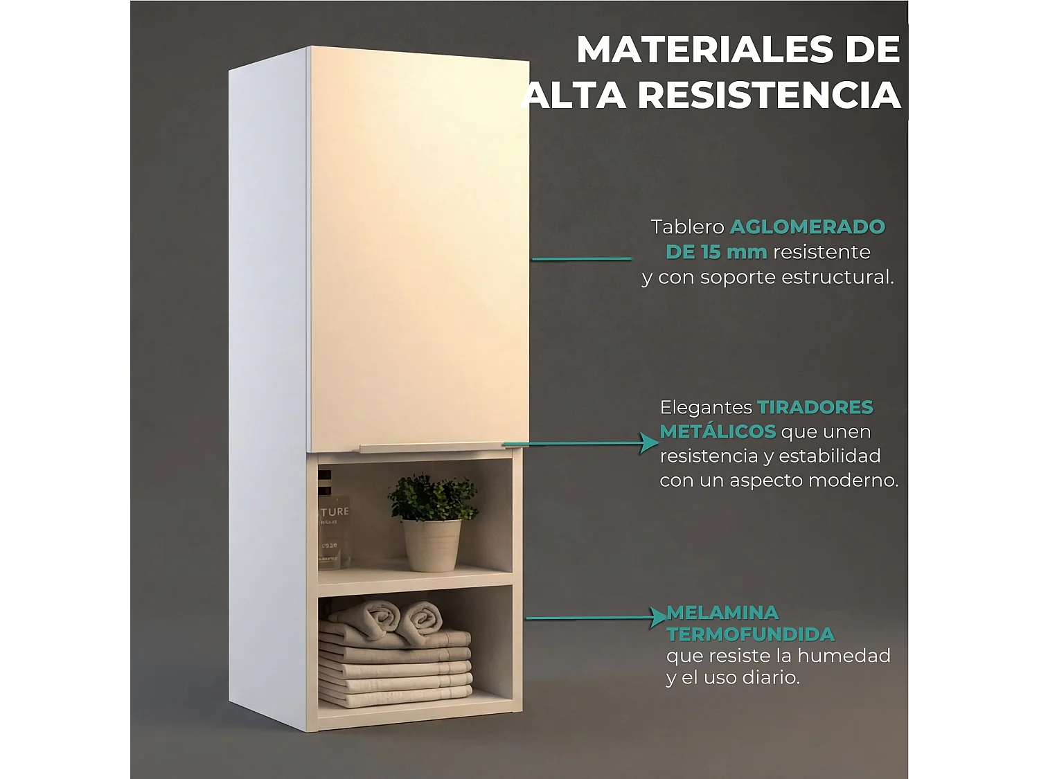 TUHOME CONCEPT Coluna de casa de banho Mila de 30 cm, branco
