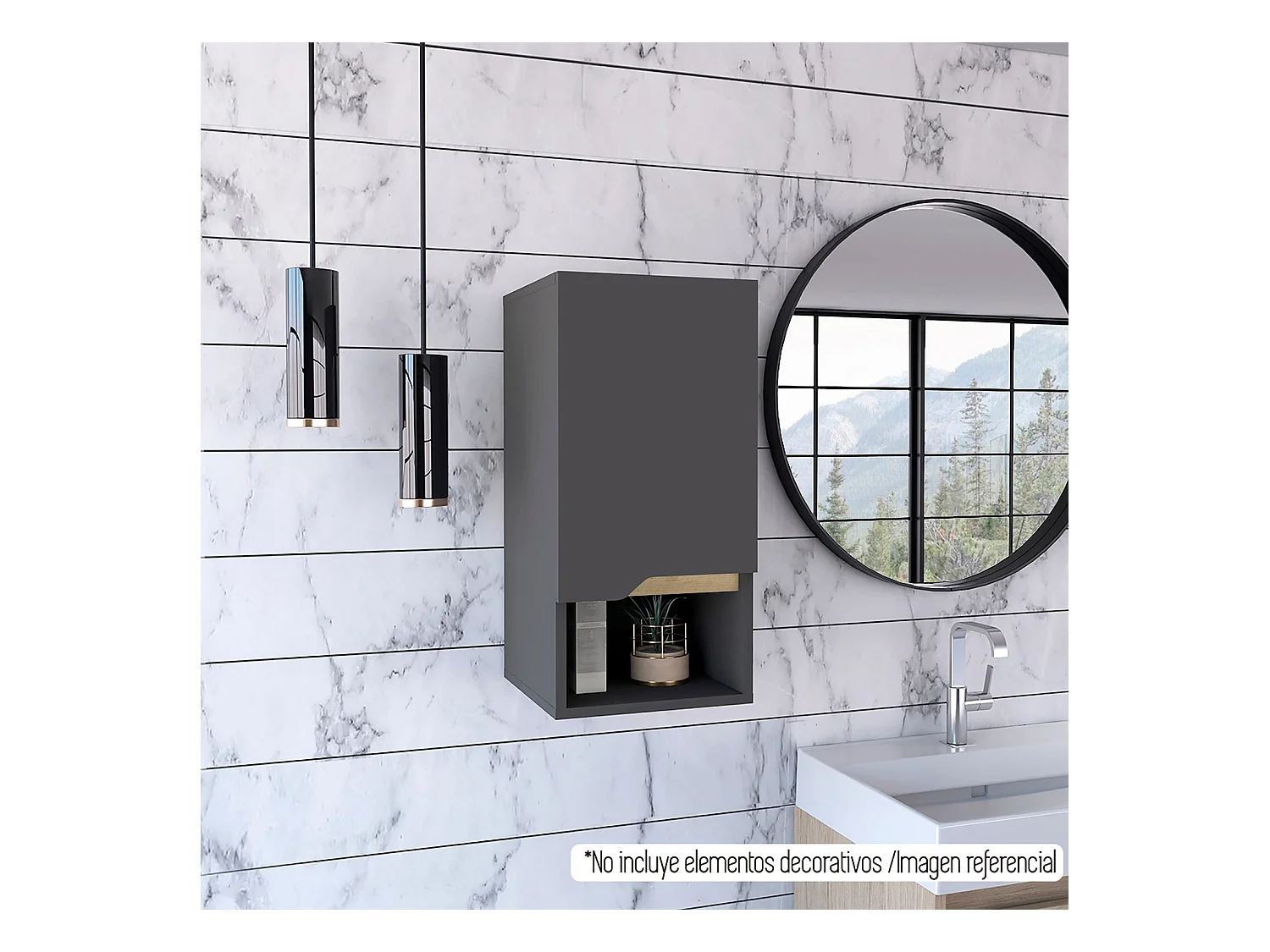 Pensile da bagno Laurent, con ripiani 62 CM H X 30,1 CM L X 33 CM P. Piombo / Dune