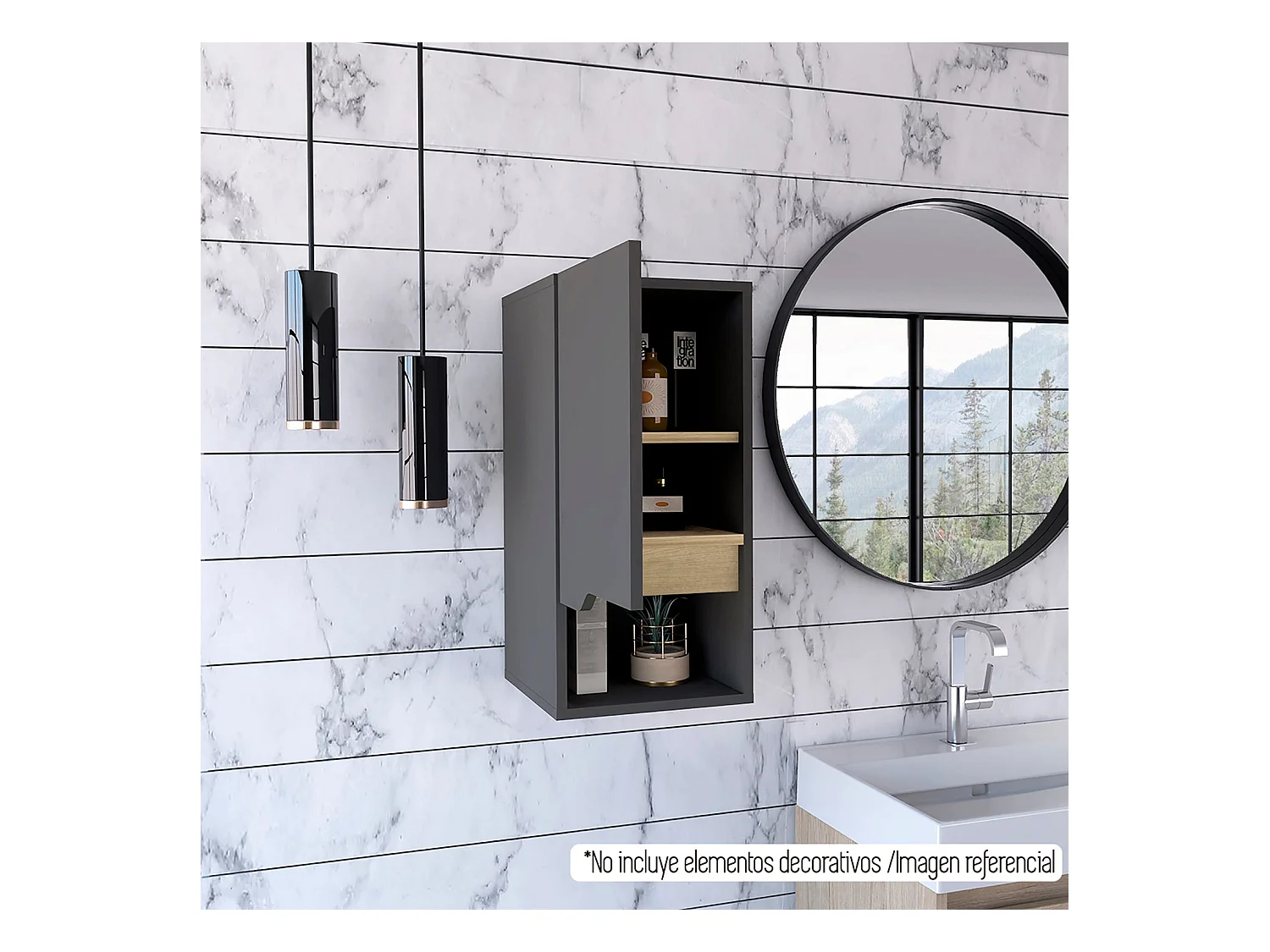 Pensile da bagno Laurent, con ripiani 62 CM H X 30,1 CM L X 33 CM P. Piombo / Dune