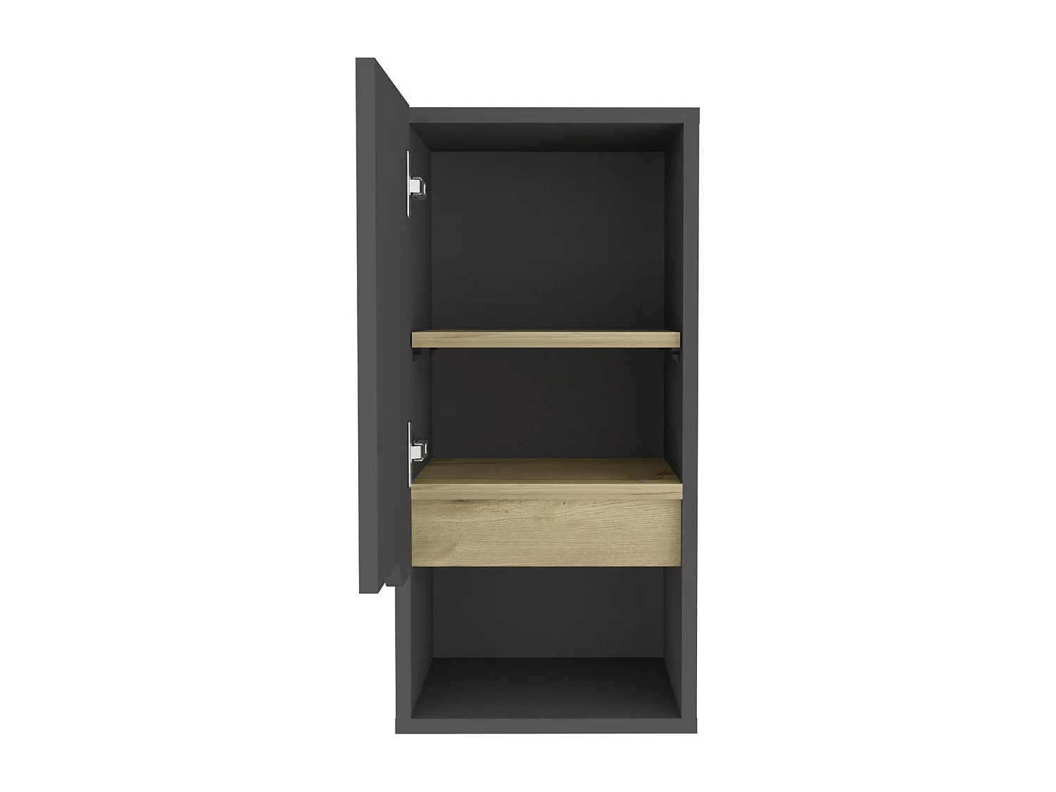 Armario colgante de baño Laurent de 30 cm con 1 puerta, gris plomo y roble arena