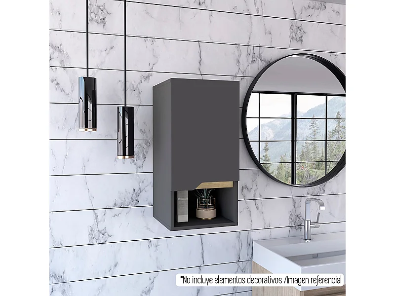 Armario de Pared de Baño Laurent, con estantes 62 CM A X 30.1 CM An X 33 CM P. Plomo / Duna